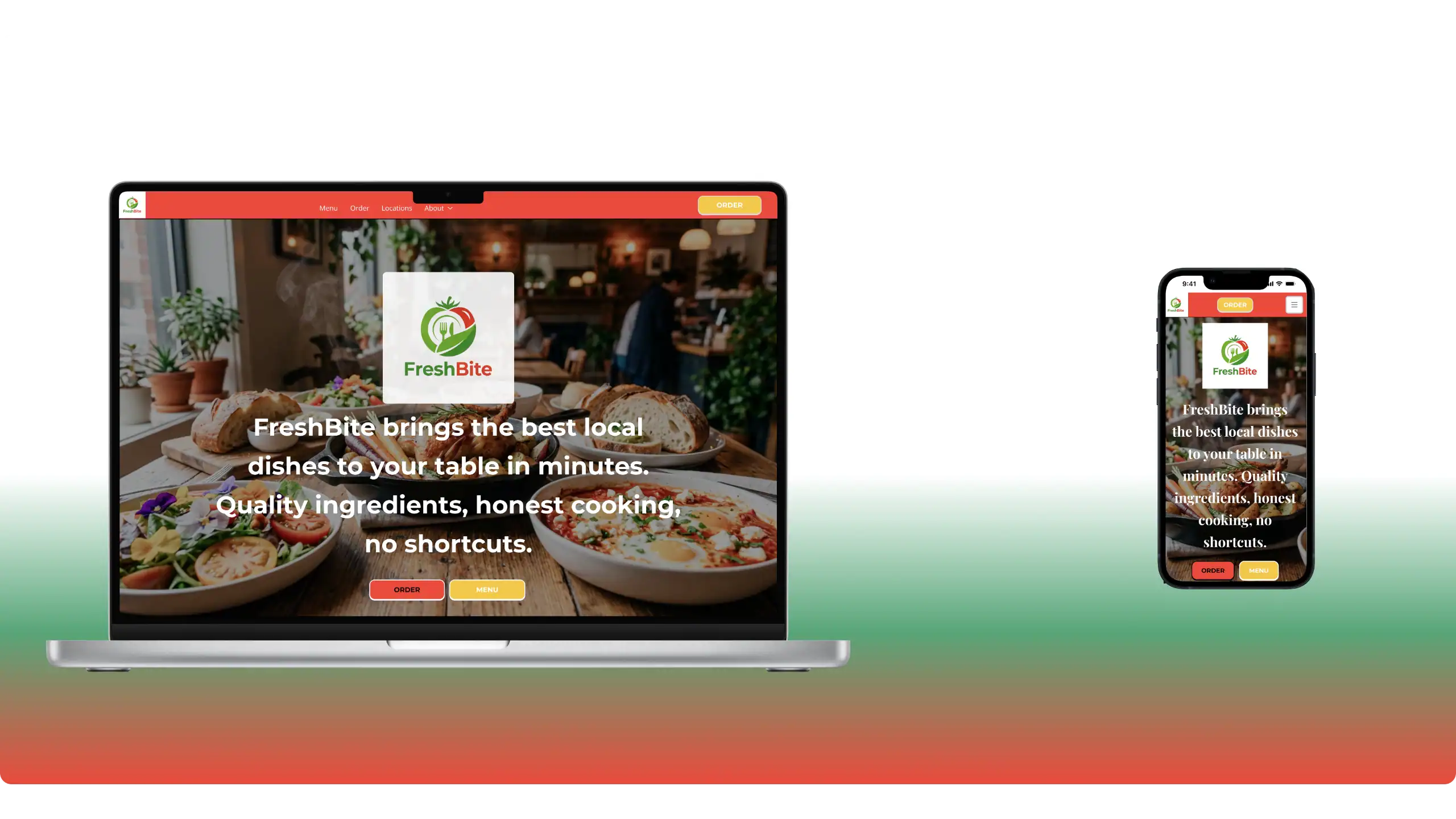 FreshBite Restaurant Mockup Page